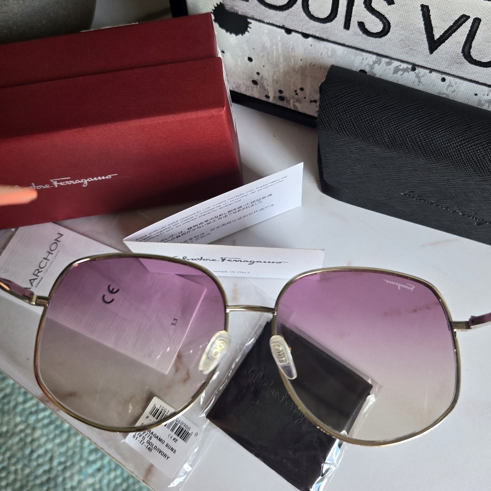 Salvatore Ferragamo Radiant Violet Women Rose Gold Ivory Sunglasses - Picture 8 of 12